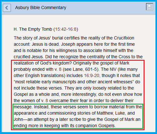 Asbury Commentary of Mark 16.9 20