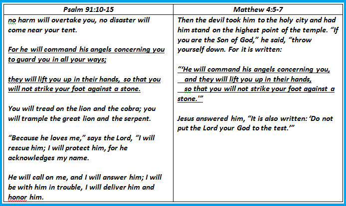 Psalm 91.10 15 and Matthew 4.5 7